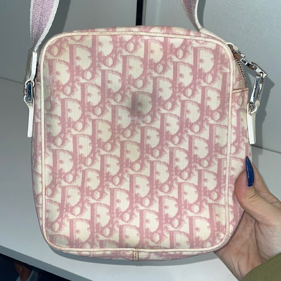 Christian Dior Vintage Y2K Trotter Monogram Pink/OffWhite Crossbody Shoulder Bag - Picture 6 of 16
